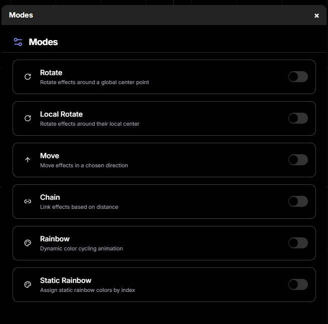 Modes Panel